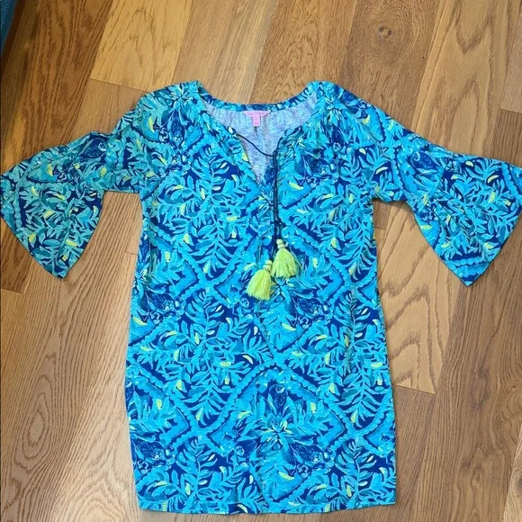 *Lilly Pulitzer Del Lago Tunic Dress Indigo Midnight Cove Womens Medium - Picture 5 of 13